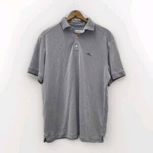 Tommy Bahama Island Zone Polo Shirt Men's Small Grey Marlin Beach Summer Logo